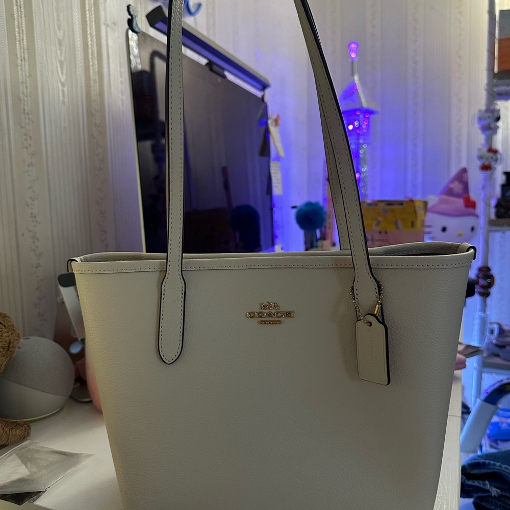 Coach Small City Tote in Chalk